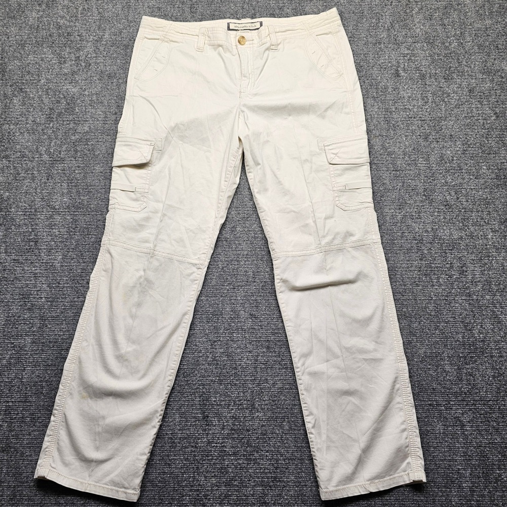 Abercrombie & Fitch Womens Cream Cargo Pants Stretch Utility Size 8 Off White